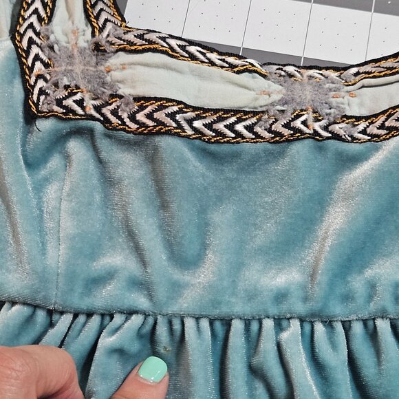 Free People Scandinavian Dress S Icy Shade Blue Embroidered Cottage Fairy - Picture 16 of 16